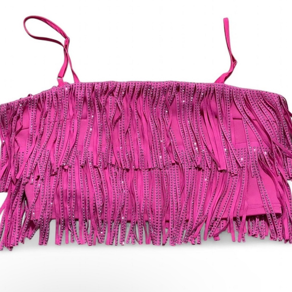 Pink Fringe Crop Top